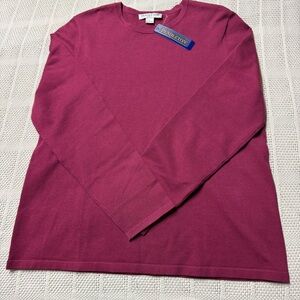 Pendleton Petite Women’s Sz L Silk Blend Top Chateau Bordeaux Long Sleeve